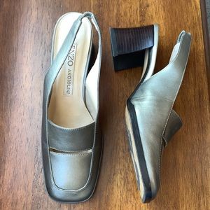 Enzo Angiolini Mortimer sling heels pewter gray size 7.5